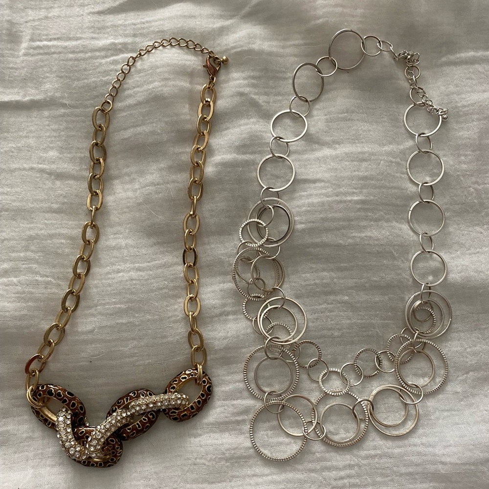 Lot of 2 Costume Necklaces - Leopard and Rings